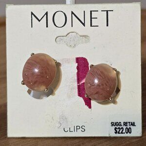 Vintage Monet Pink Swirl Lucite Clip-on Earrings NWT